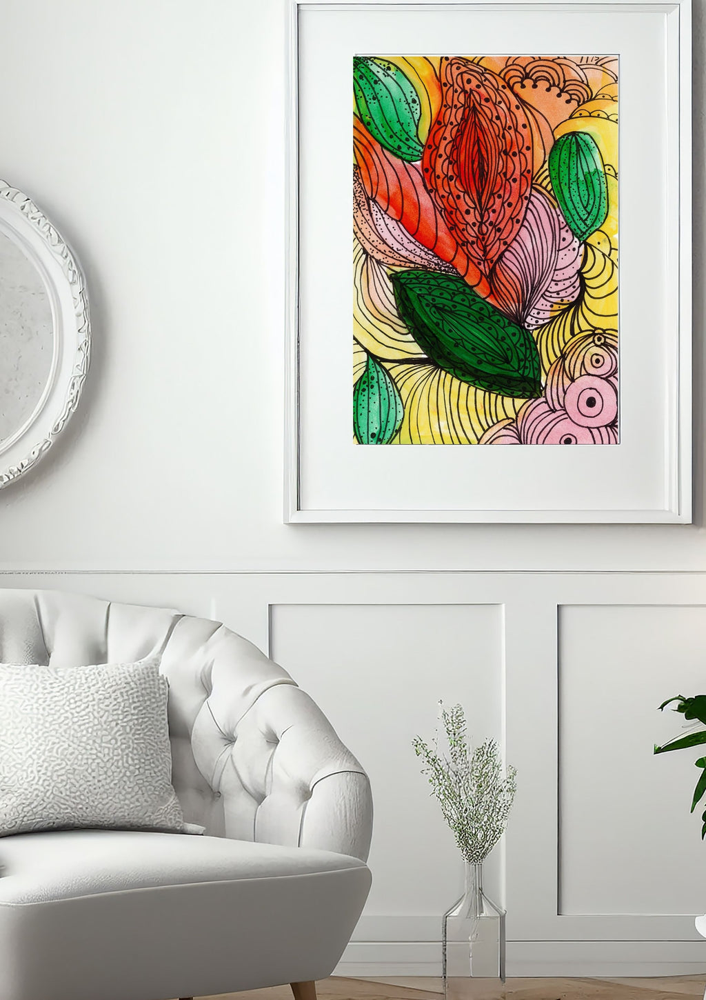 Open Edition Fine Art Print  Abstract Floral Wall Art  285gsm Museum Matte Paper  Large 20x30 Vertical Artwork Modern Botanical Decor