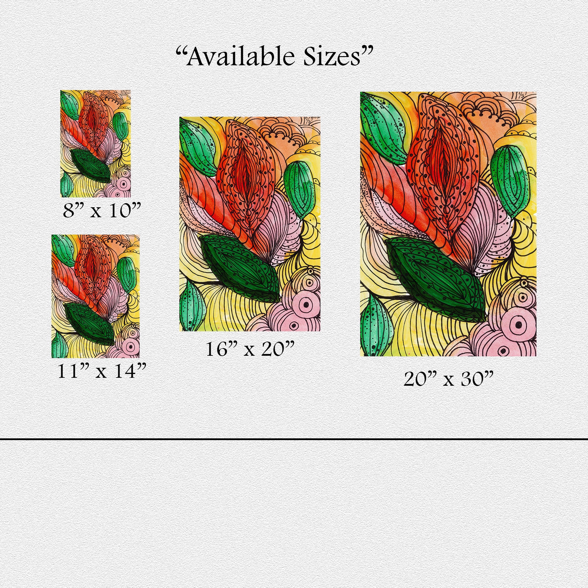 Open Edition Fine Art Print  Abstract Floral Wall Art  285gsm Museum Matte Paper  Large 20x30 Vertical Artwork Modern Botanical Decor