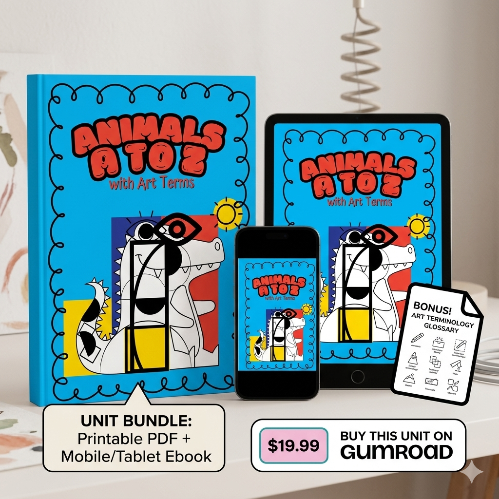 "Animals A to Z with Art Terms" Digital Download and epub