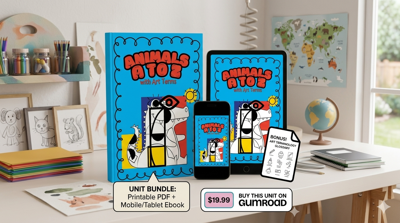 "Animals A to Z with Art Terms" Digital Download and epub